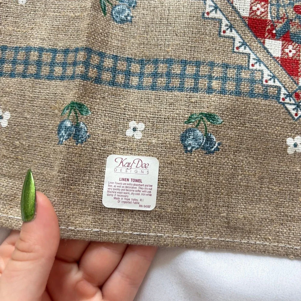 NWT VTG Kay Dee Blueberry Patch Linen Towel Farmhouse Cottagecore Kitchen Decor